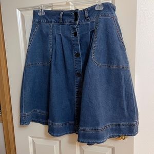 Eloquii plus size a line denim skirt button down